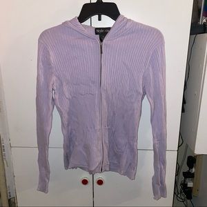 Style & Co Purple Zip Up Knit Sweater